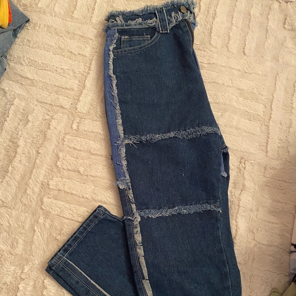 Cute different colored jeans. Size S. Brand: Shein